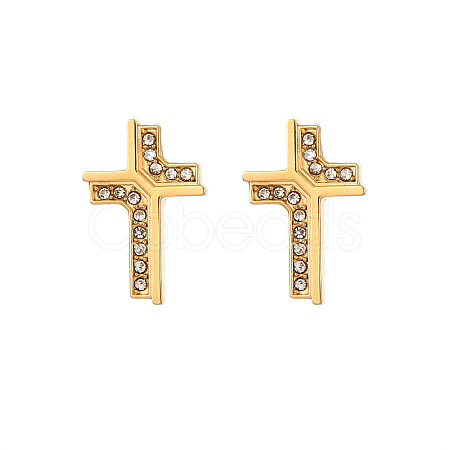 Cross Stainless Steel Crystal Rhinestone Stud Earrings for Women RH7561-3-1