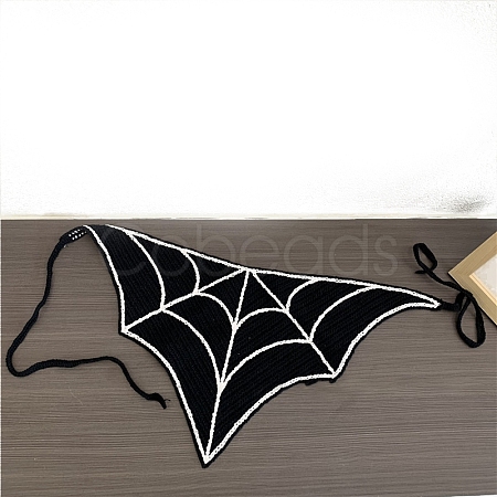 Triangle Spider Web Pattern Cloth Hair Kerchief PW-WG955E2-01-1