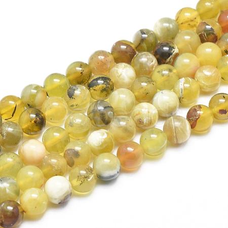 Natural Yellow Opal Round Bead Strands G-M296-02-6mm-1