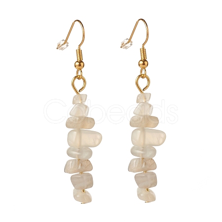 Natural White Moonstone Chip Beaded Dangle Earrings EJEW-JE04788-06-1