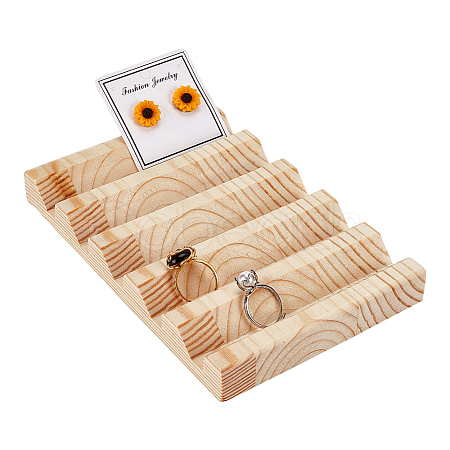 5-Slot Rectangle Wood Jewelry Slotted Display Stands ODIS-WH0030-29A-1