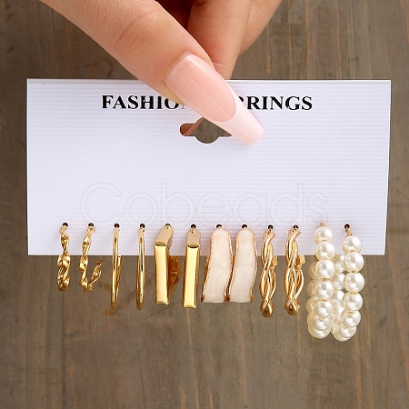 Twist Wave & Rectangle Alloy Stud Earrings AJEW-PW0005-33H-1