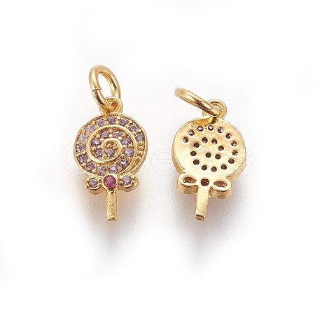 Brass Micro Pave Cubic Zirconia Charms ZIRC-E161-23G-1