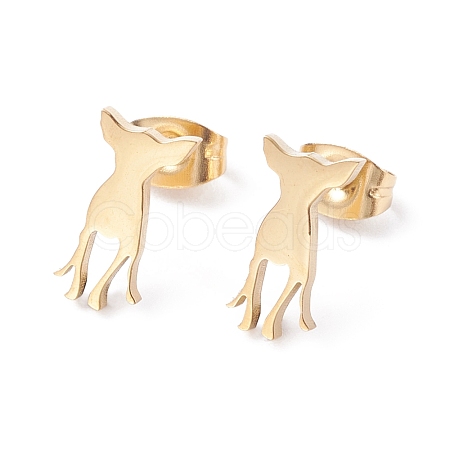 Deer Shape 304 Stainless Steel Stud Earrings for Women EJEW-Z017-11G-1