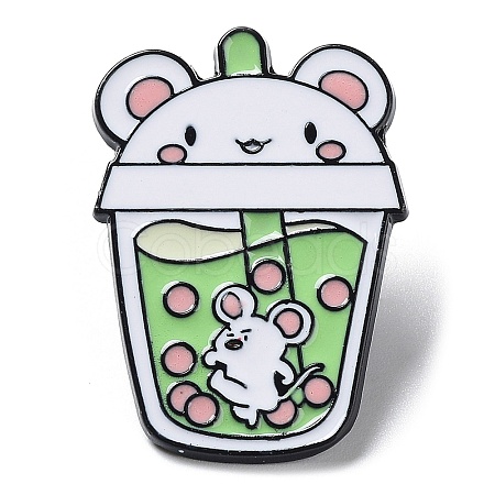 Cartoon Animal Boba Tea Cup Enamel Pin JEWB-E025-01EB-02-1