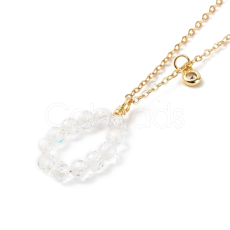 Brass Cubic Zirconia Pendant Necklace NJEW-JN03531-01-1