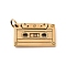 304 Stainless Steel Pendants, Audio Tape Charm, Antique Real 18K Gold Plated, 23x37.5x3mm, Hole: 7mm