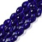 Transparent Glass Beads Strands, Faceted, Teardrop, Dark Blue, 5~6x4mm, Hole: 0.9mm, about 65~67pcs/strand, 15.35~16.14 inch(39~41cm)