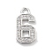 Brass Micro Pave Clear Cubic Zirconia Pendants, Number Charms, Number 6, 12.5x6.5x1mm, Hole: 1.5mm