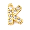 Rack Plating Brass Micro Pave Cubic Zirconia Cabochons, Cadmium Free & Lead Free, Long-Lasting Plated, Real 18K Gold Plated, Letter K, 6x4.5x2mm