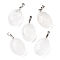 Natural Quartz Crystal Pendants, Rock Crystal Pendants, Faceted Oval Charms with Platinum Plated Brass Snap on Bails, 21.8x13.4~13.5x6.2mm, Hole: 5.3x3.7mm