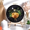 DIY Pumpkin Pattern Embroidery Kits, Including Embroidery Cloth & Thread, Needle, Embroidery Hoop, Instruction Sheet, Orange, 200mm