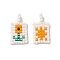 Handmade Glass Seed Loom Pattern, Rectangle with Sun & Flower Pendant, Orange, 18~19x10x1.7mm, Hole: 4.5mm, 2pcs/set