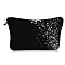 Musical Notes Pattern Polyester Cosmetic Bag, Ladies' Large Capacity Travel Storage Bag, Rectangle, Black, 18~21x13.5cm