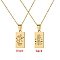 12 Constellation Stainless Steel Tarot Card Engraved Pendant Cable Chain Necklaces, Golden, Scorpio, 17.72 inch(45cm)