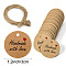 Kraft Paper Gift Tags, Hange Tags, with Hemp Rope, for Arts, Crafts and Food, Flat Round with Word Handmade with Love Pattern, BurlyWood, Tag: 3cm, about 101pcs/bag