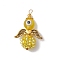 Glass Seed Beads Alloy Pendants, with Evil Eye Lampwork Beads, Angel, Gold, 20x31x10mm, Hole: 1.6mm