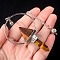 Natural Tiger Eye Dowsing Pendulum Big Pendants, Undyed, with Platinum Plated Meatl Findings, Cone Charm, 320mm