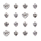 Tibetan Style Alloy Charms, Cadmium Free & Lead Free,  Heart with Mixed Word, Antique Silver, 25pcs/Box