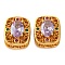 Brass Micro Pave Cubic Zirconia Beads, Rectangle, Real 18K Gold Plated, 12x10x7mm, Hole: 1.2mm