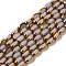 Electroplate Glass Beads Strands, Opaque Solid Color, Half Golden Plated, Faceted, Oval, Thistle, 7x4.5x3.5mm, Hole: 0.8mm, about 49~51pcs/strand, 12.99''~13.90''(33~35.3cm)