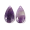 Natural Amethyst Pendants, Faceted Teardrop Charms, 24.5x13x4mm, Hole: 1mm