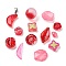 Mixed Styles & Shapes Glass Cabochons/Pendants/Links/Beads, Red, 8~37x6~20x2.5~10.5mm, Hole: 0.5~4mm