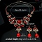 Alloy & Rhinestone Studs Earrings & Necklaces Set, Jewely for Women, Flower & Teardrop, Hyacinth, 600mm