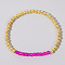 Colorful Birthstone Faceted Bicone & Brass Beaded Stretch Bracelets for Women, Magenta, 6-7/8 inch(17.5cm)