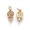 Brass Micro Pave Cubic Zirconia Charms, Sugar, Colorful, Golden, 13x7.5x2mm, Hole: 3mm