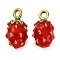 Alloy Enamel Pendants, Fruits Charms, Strawberry, 14x7.5x8mm, Hole: 1.8mm