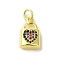 Brass Micro Pave Cubic Zirconia Charms, Real 18K Gold Plated, Lock Charms, Colorful, 14x8x3.5mm, Hole: 3mm