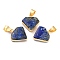 Natural Lapis Lazuli Pendants, with Golden Brass Findings, Diamond, 18~18.5x17x5mm, Hole: 6x4mm