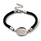 Milan Cord & 304 Stainless Steel Bracelets Making, with Round Tray, Black, Tray: 18mm, 7-3/8 inch(18.8cm)