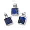 Natural Lapis Lazuli Pendants, Rack Plating Brass Charms, Long-Lasting Plated, Lead Free & Cadmium Free, Square, Platinum, 16.5x10x5mm, Hole: 2.5x4.5mm