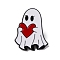 Halloween Ghost Holds Heart Zinc Alloy Enamel Pin Brooches, FireBrick, 30x23.5mm