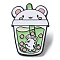 Cartoon Animal Boba Tea Cup Enamel Pin, Electrophoresis Black Alloy Brooch for Clothes Backpack, Mouse, 31x22x1.5mm