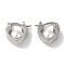 304 Stainless Steel ABS Imitation Pearl Hoop Earrings for Women, Heart, Stainless Steel Color, 16x7.5mm