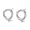 Brass Micro Pave Cubic Zirconia Stud Earring Findings, Round, Real Platinum Plated, 18x15.5mm, Hole: 1.2mm, Pin: 0.8mm