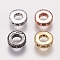 Brass Micro Pave Cubic Zirconia Bead Spacers, Flat Round, Black, Mixed Color, 6x2mm, Hole: 2.5mm