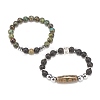 2Pcs 2 Style Mala Bead Bracelets Set with Tibetan Agate Dzi Beads BJEW-JB08020-02-4