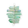 4Pcs 4 Colors Dyed Natural Quartz Crystal Copper Wire Wrapped Connector Charms PALLOY-TA00107-3