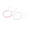 2Pcs 2 Colors Peach Blossom Braided Cord Bracelet BJEW-JB07610-02-1