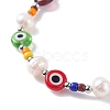 Natural Pearl and Evil Eye Jewelry Set with Bear Pendant SJEW-TA00004-9