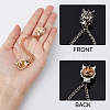 AHADEMAKER 4Pcs 2 Colors Double Fox Rhinestone with Hanging Safety Chains Brooch JEWB-GA0001-14-5