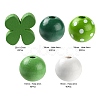 160Pcs 5 Style Irish Theme Painted Natural Wood Beads WOOD-LS0001-48-3