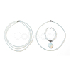 2Pcs 2 Style Opalite Heart Pendant Necklaces Set NJEW-JN04068-4