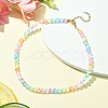 Dyed Natural Selenite Round Beaded Necklace with 304 Stainless Steel Clasps NJEW-JN04409-2