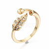 Brass Micro Pave Clear Cubic Zirconia Peg Bails Cuff Finger Ring Settings KK-T056-118G-NF-4