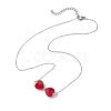 FireBrick Bowknot Glass Pendant Necklaces NJEW-TA00151-4